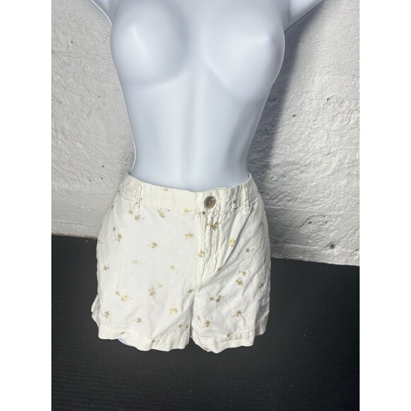 Woman’s Old Navy Size 10 Shorts White With Gold Palm Trees - Picture 1 of 7